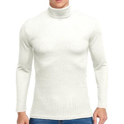 China Anti-wrinkle autumn winter top lower neck shirt long sleeved sweater men solid color knitted pullover casual fashion knitted clothes for sale