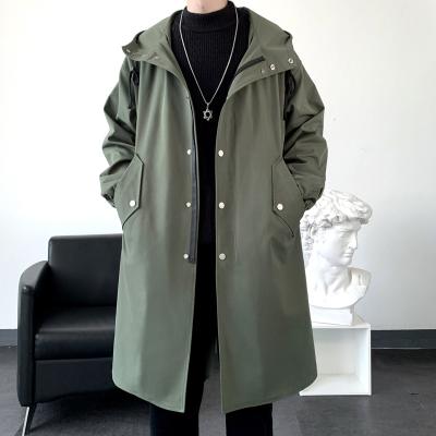 China 2021 Polyester Men's Long Coat Waterproof Anorak Jacket Fashion Men's Loose Parkas Winter Hooded Coat Men's Anorak Parkas for sale