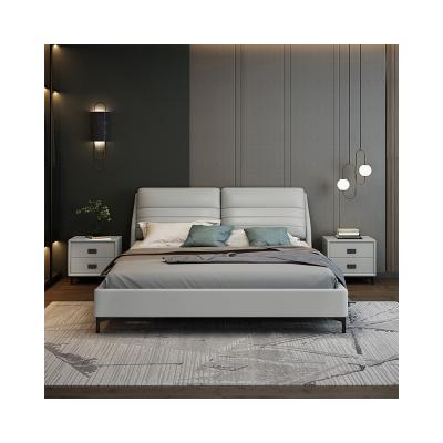 China Removable Elegant Modern Bedroom Design Luxury King Size Gray King Kong Leather Upholstered Bed Cover With Storage for sale