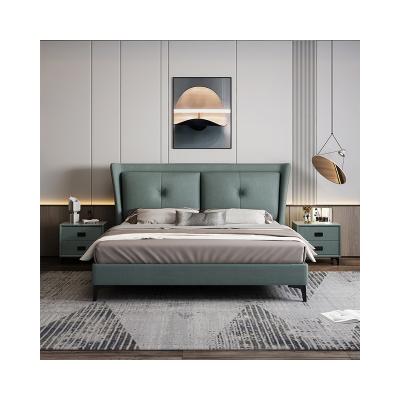 China Italian Luxury Modern King Bedroom Set Removable High Quality Bedroom Furniture Gray Full Soft Fabric Upholstered Bed Cover for sale