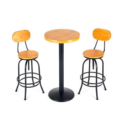 China Hot Sale Modern Country Style Bar Stool Iron Art Wood Seat High Footstool Retro Bar Chair for sale