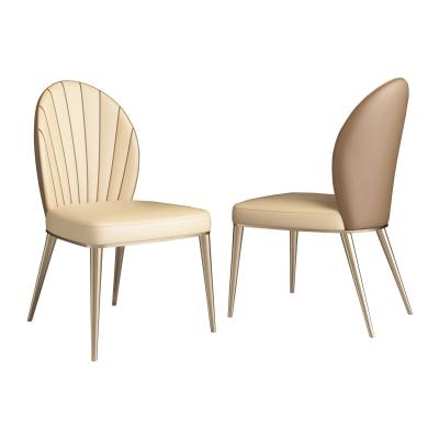 China Other High Quality Cream Color Ergonomic Design Microfiber Leather Fabric Dining Chair for sale