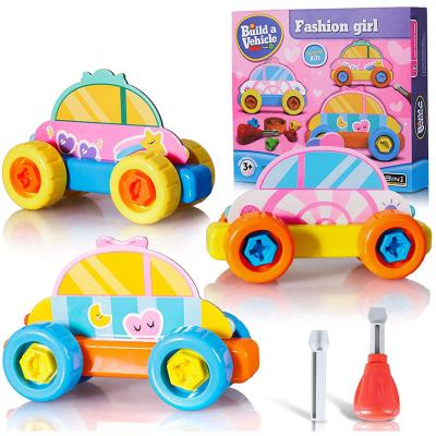 China Toy Fashion diecast girl design take toys apart vehicle car diy toys assemble truck paper car for sale