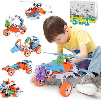 China DIY toys 5 in 1 amazing diy construction truck toys car educational diy set toys truck assembly toy for sale