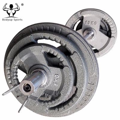 China Durable Adjustable 135kg 300LB Hammertone Cast Iron Standard Barbell Weight Set for sale