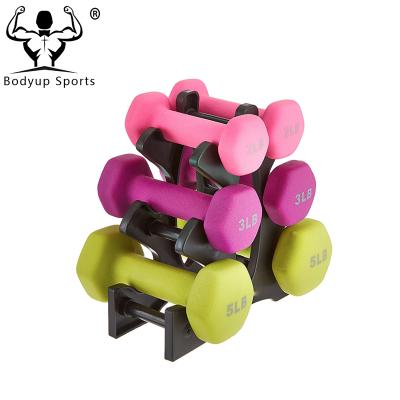 China Durable Gym Equipment PVC Neoprene Dumbbell Set With Rack for sale