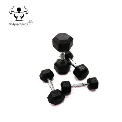 China Weight Lifting Dumbbell 1kg-70kg Hex Rubber Coated Dumbbell For Sale for sale