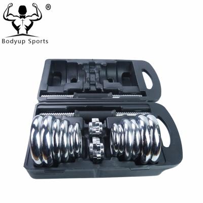 China Adjustable Weight Lfiting 20KG Chrome Dumbbell Set With Case for sale