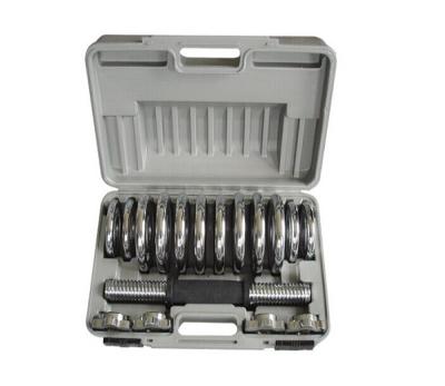 China Easy To Carry And No Smell 15KG Chrome Dumbbell Set High Quality With Plastic Case for sale