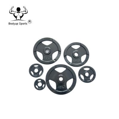 China High Quality Black Weight Lifting Hot Selling Cross Training Fitness Harmmertone Weight Plate With 3 Handles for sale