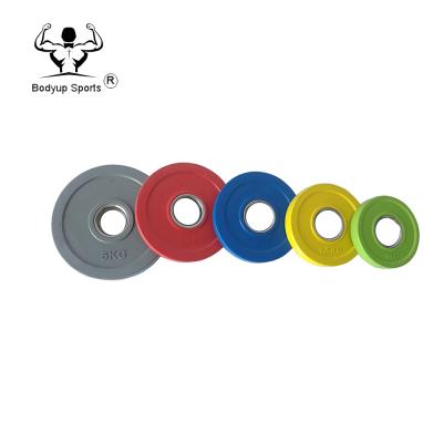 China Commercial Use Wholesale Colored Rubber Coated Bumper Weight Plates With Steel Insert for sale