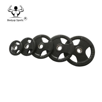 China Universal Hot Selling Colored Rubber Coated Barbell Weightlifting Dish for sale