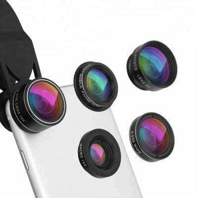 China Cell Phone Camera Lens Replacement Parts 5 in 1 Ultra Wide Angle 198 Degree Fisheye Cell Phone Camera Zoom Kit Macro For iPhone for sale