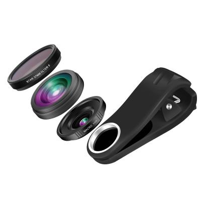 China Universal 2021 Portable Cool Instruments Clip On Phone Lens Optical Glass Cameras 2 In 1 Kit 138 HD Wide Angle Lens +Macro With Best Price for sale