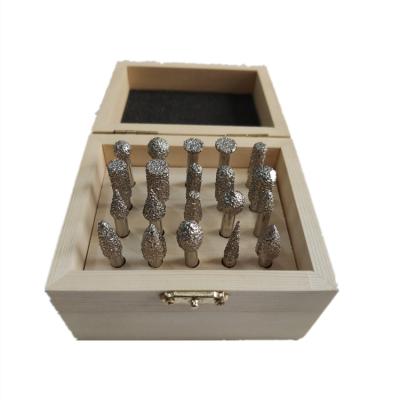 China 20/50pcs/set Grinding Steel Jadestone/Jewel Shank 3mm/3.17mm Shank Tools Diamond Cutting Grinding Head with Wooden Box or Plastic Box for sale