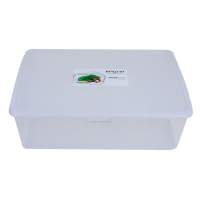 China Transparent Seafood Drain Water Sustainable Plastic Crisper Keep Fish Fresh Fridge Crisper Box for sale