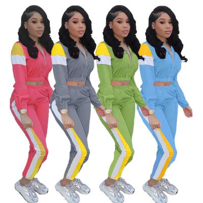 China Women Casual Tracksuit Waterproof 2 Piece Zipper Tops And Elastic Waistband Pant Women Anorak Tracksuit Sets for sale