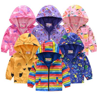 China Children Windproof Spring Unisex Clothes Autumn Dinosaur Hooded Coat Windproof Baby Cartoon Long Sleeve Zipper and Waterproof Tops for sale