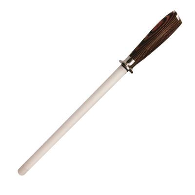 China Pakkawood Impact-Resistant white ceramic sharpening rod with Pakkawood handle for sale