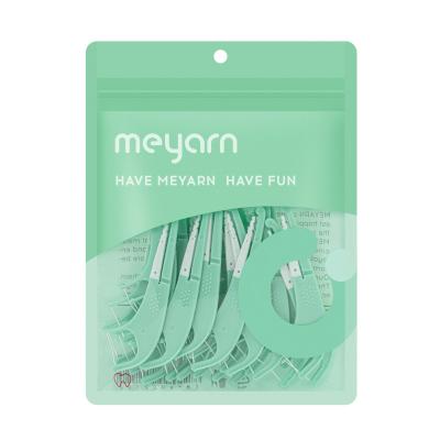 China Eco-friendly Patent 30pcs Single Bag Meyarn Tooth Pick Packing Floss Picks Dental Floss Pick For Home Use for sale