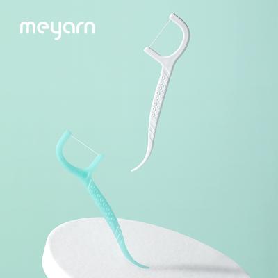 China For Home Use MEYARN Double Clean Dental Floss Picks Bulk Mint Teeth Flavor Flosser 100 Picks Per Bag Thin Dental Floss Picks for sale