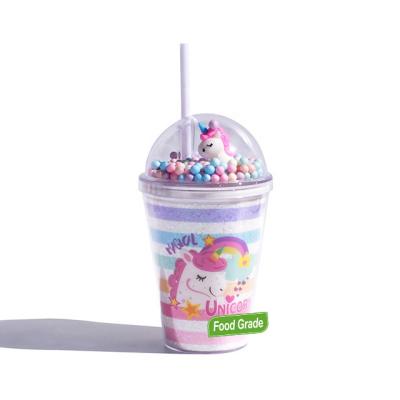 China DOUBLE WALL Best Selling Creative Unicorn Water Cup With Straw Plastic Bottle For Girls Kids For Water Juice Milk For Home School for sale