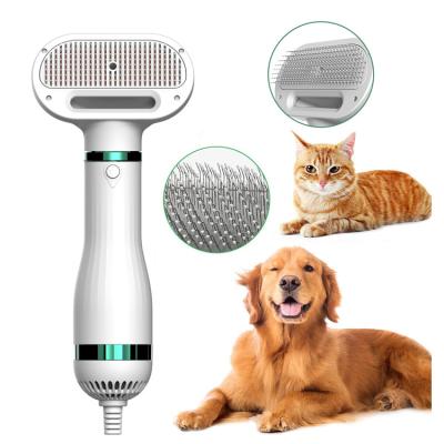 China Hot Selling Viable Portable Pet Hair Dryer Grooming Blower 2 in 1 Adjustable Temperature Molding Slicker Throwing Brush for Undercoat Long Short for sale