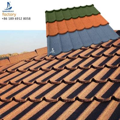 China Zambia New Stone High Wind 2021 Stone Coated Metal Coated Roofing Tile Eco-friendly Stone Coated Roof Tile for sale