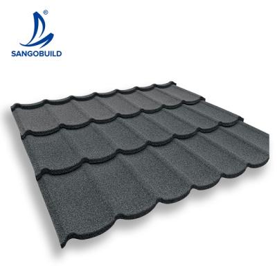 China Liberia Uganda Somalia Qatar Oman Modern Color Roofing Tile Stone Coated Metal Roofing Sheet For Prehab House for sale