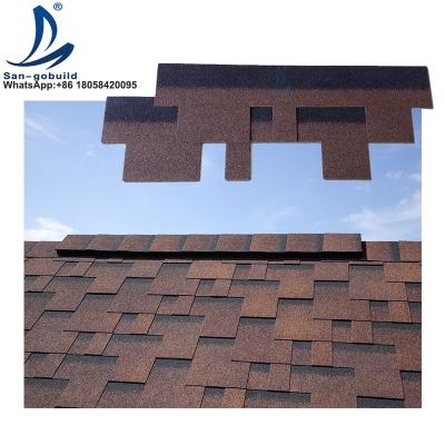 China High Wind Double Layer Good Price Roofing Tile Asphalt Roofing Shingles Manufacturer For Thailand Asphalt Shingles Red for sale