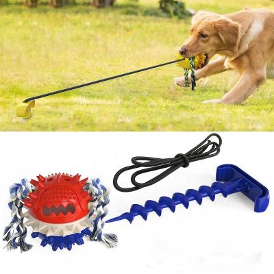 China Handy Stored Link-Bite Dog Link Interactive Squeaky Pull Rope Ball Up Dog Leash Training Toy for sale