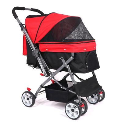 China Luxury Folding Small Pets Dog Stroller Dog Trolley Carrier Double Stroller With Big Wheels for sale