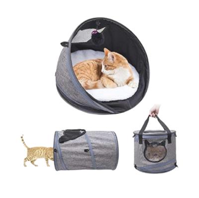 China Stored 3 in 1 Multifunctional Collapsible Collapsible Cat Tunnel Carrier Bag Portable Cage for sale