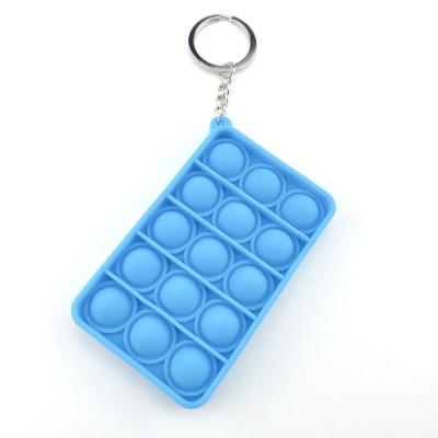 China Solid Color Silicone Wholesale Price Mini Push Bubble Pop Sensory Toys Finger Shaker Key Chain for sale