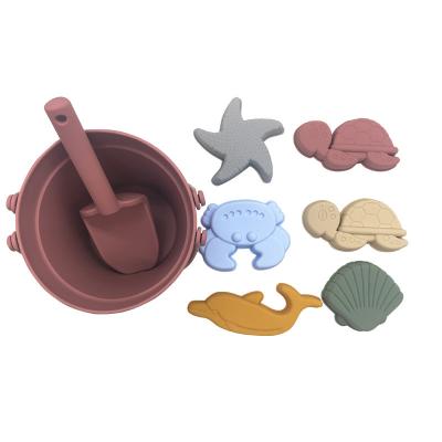 China Funny Sand Beach Toy 2022 Popular Summer Beach BPA Free Outdoor Bucket Toys Silicone Sand Beach Toys Set For Kids for sale