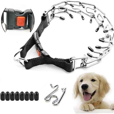 China Quick Release Amazon Hot Selling Stainless Steel Adjustable Dogs Pinch Collar With Quick Release Buckle for sale