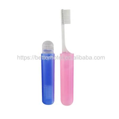 China Mini Disposable Porcelain Foldable Toothbrush With Soft Nylon Bristles for sale