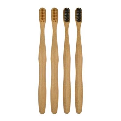 China Disposable Eco Round Handle Bamboo Toothbrush No Paint for sale