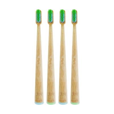 China Disposable Round Handle Bamboo Toothbrush With Painting for sale