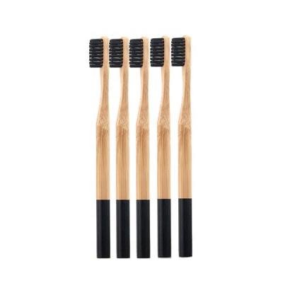 China OEM Disposable Black Round Handle Toothbrush Painting Bamboo for sale