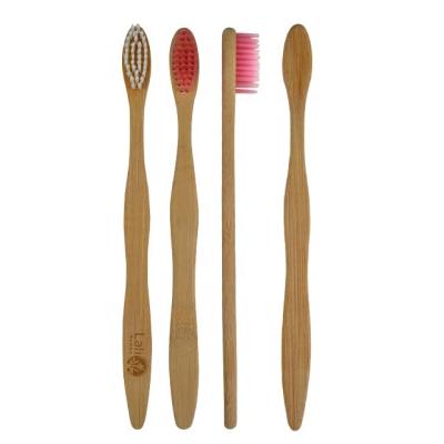 China Disposable Soft Bamboo Toothbrush Pink Bristle For Family for sale