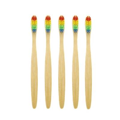 China Rainbow Disposable Bristle Natural Bamboo Toothbrush for sale