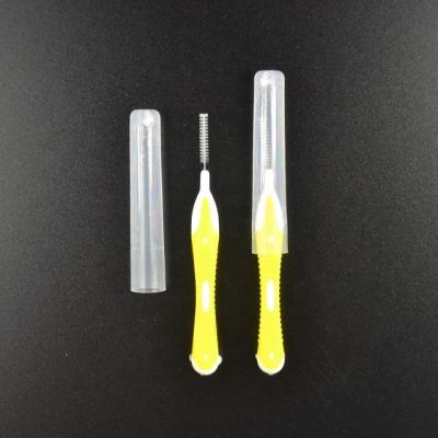 China Very Cheap PP+TPR Whole Set Yellow Interdental Brush for sale