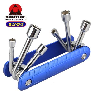 China 6pcs Folding Socket Wrench Set Handle Hex Wrench Aluminum DIY Tools Tool Kit BLYWO68388484 for sale