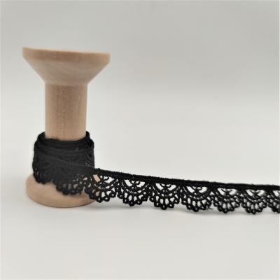 China Water Soluble Lace Trim Flower Lace Border Embroidery Milk Silk Lace Ribbon Cotton Viable Black Strap for sale