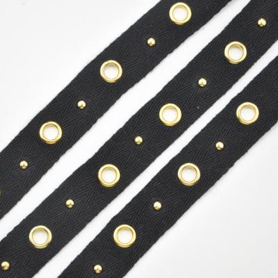 China Belt Style Punk Fashion Customize Eyelets Rivets Trimming Lace For Women Garment for sale