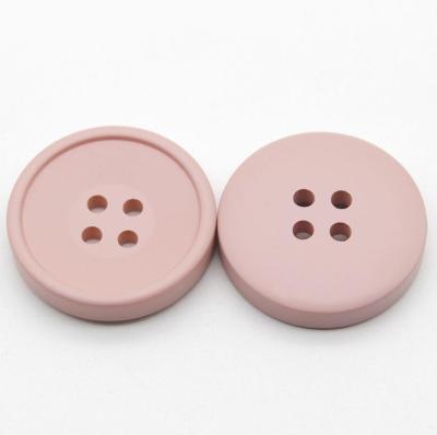 China Sustainable Wholesale Fancy Customized Recycled 4 Hole Button Black Color Plastic Resin Buttons For Clothes for sale