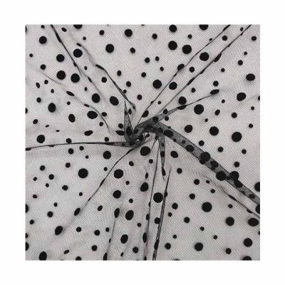 China Anti-Static Polka Dots Design Flocked Printing White Voile Organza Wedding Tulle Fabric Fabrics And Textile Curtain Home Furnishings for sale