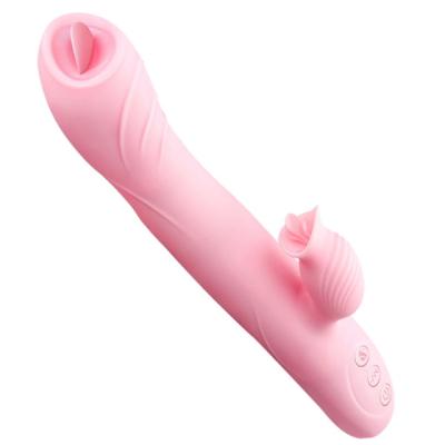 China Real Feeling Sex Dildo Vibrator G-spot Large Retractable Clitoris Automatic Retractable Heating Big Size Toys Bitch Licking for sale