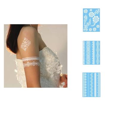 China Temporary Custom Water Transfer Henna Permanent Tattoo Paper Temporary White Lace Bride Sticker Printing Sticker for sale